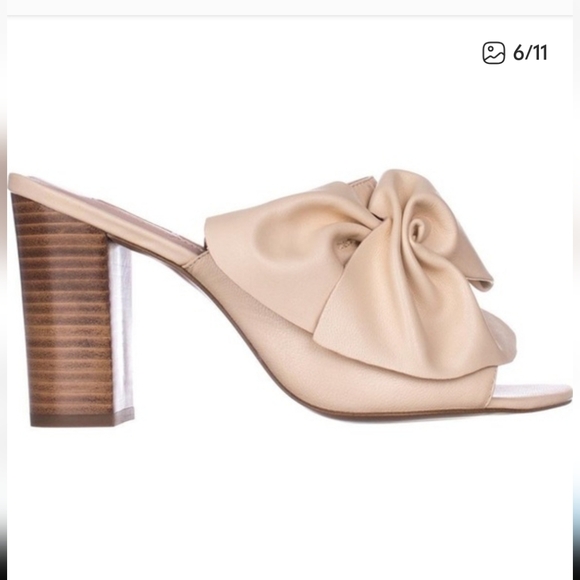 Avec Les Filles Blush Bow Block Heel Mules - Picture 2 of 10